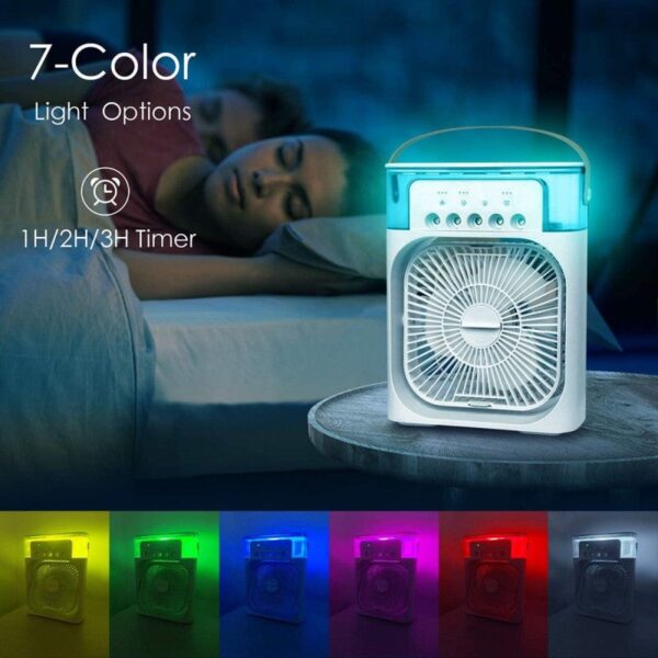 Mini Air Conditioner Fan with LED, Timer, 3 Speeds & Spray Modes for Desk - Image 5