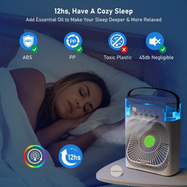 Mini Air Conditioner Fan with LED, Timer, 3 Speeds & Spray Modes for Desk - Image 7