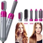 5-in-1 Hair Dryer Brush – Multi-Functional Blow Dryer, Straightener & Curler with Negative Ion Technology (Random Color)