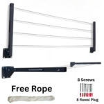 24-Inch Foldable Wall Mounted Cloth Drying Stand with Free Rope - Heavy Duty Space-Saving Laundry Dryer