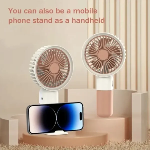 Rechargeable Portable Fan with USB Charging & Phone Stand | Handheld & Desk Mini Fan (Random Color) - Image 9