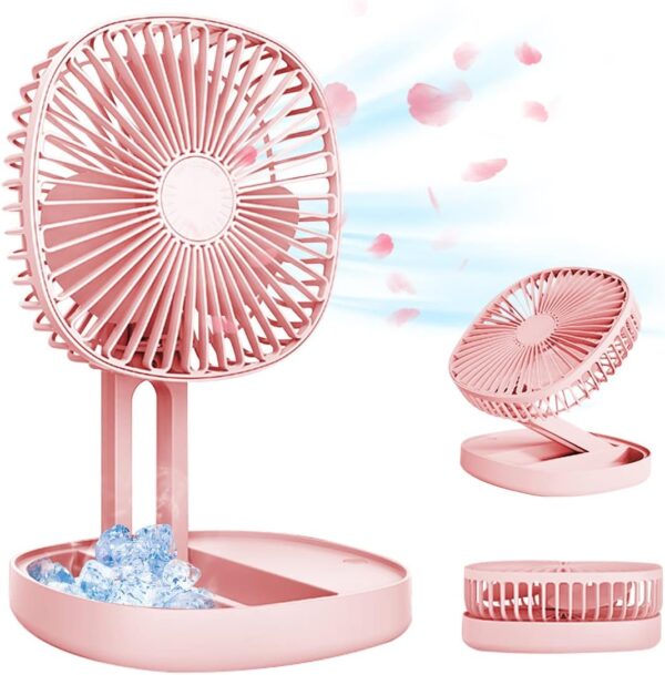 Mini 2-in-1 Portable Fan with LED Light | USB Rechargeable 7-Inch Desk Fan | 3-Speed, Quiet, 185° Rotation, Folding Travel Fan - Image 14
