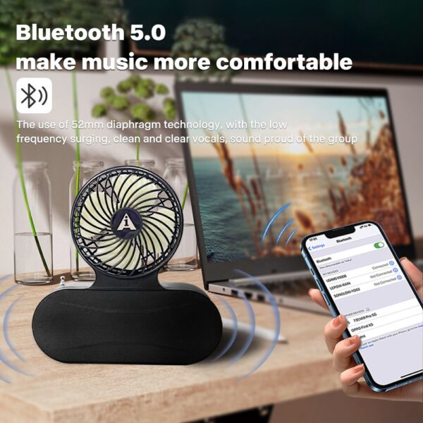 Solar Fan Bluetooth Speaker – Portable Outdoor Speaker with Cooling Fan, Flashlight, and Wireless Music - Image 5
