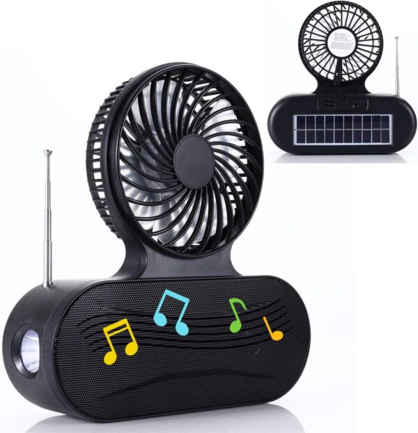 Solar Fan Bluetooth Speaker – Portable Outdoor Speaker with Cooling Fan, Flashlight, and Wireless Music - Image 8