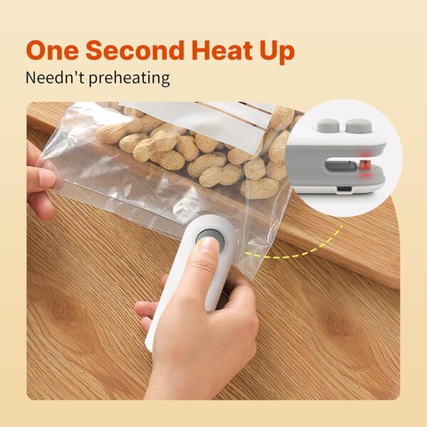 USB Rechargeable 2-in-1 Heat Sealing Machine with Cutter for Food Storage & Snack Bags (Random Color)