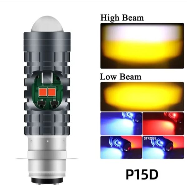 Pack of 2 – Universal Bike Headlight & Backlight Bulb Combo | Yellow/White Beam + Red/Blue Flasher - Image 9