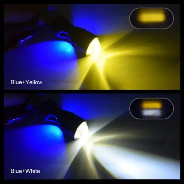 Pack of 2 – Universal Bike Headlight & Backlight Bulb Combo | Yellow/White Beam + Red/Blue Flasher - Image 8