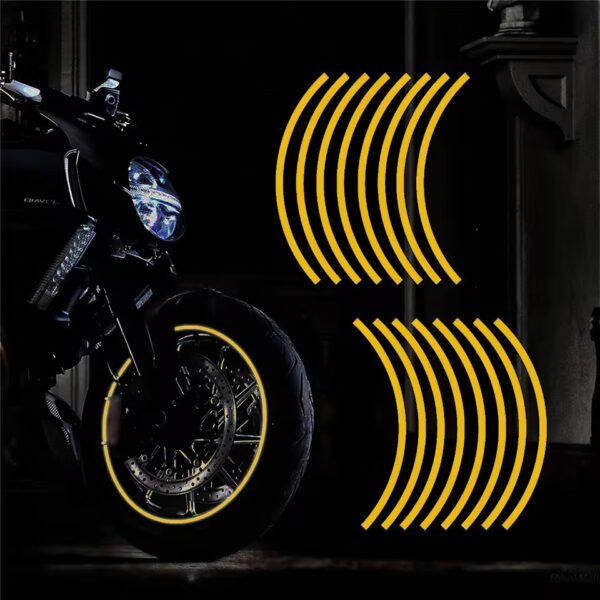 Universal Reflective Wheel Stickers Set | Rim Stripe Decal Tape – Reflective Rim Tape for Motorcycle & Car Wheels - Image 3