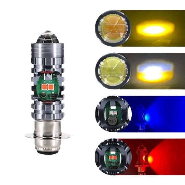 Pack of 2 – Universal Bike Headlight & Backlight Bulb Combo | Yellow/White Beam + Red/Blue Flasher - Image 7
