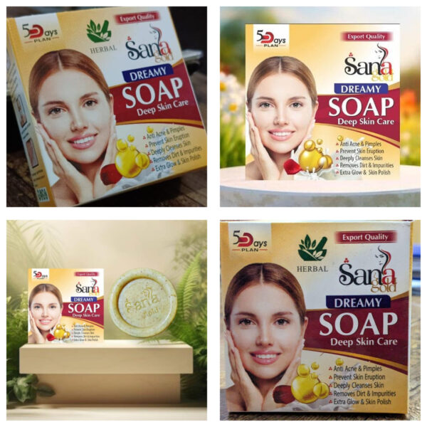 Pack of 7 - Sana Gold Magic Soap | Herbal Formula for Glowing Skin | Guaranteed Results - Image 2