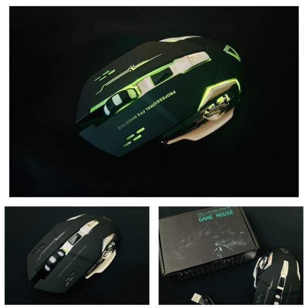 Wireless Rechargeable Gaming Mouse with LED Lights | Ergonomic RGB Mouse for PC, Laptop Gamers