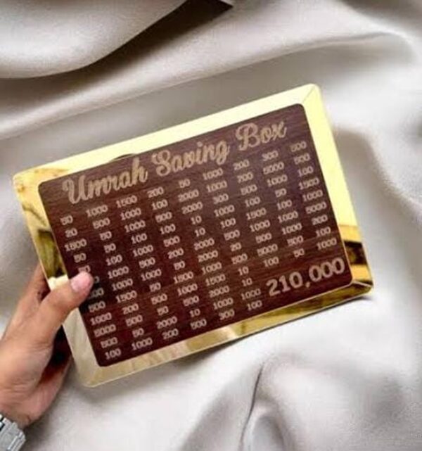 Umrah Saving Box - Wooden Savings Box for Umrah Pilgrimage (210,000 Capacity, Random Design) - Image 9