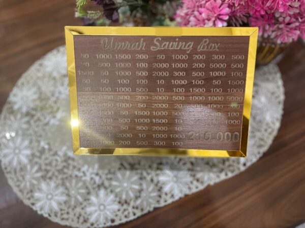 Umrah Saving Box - Wooden Savings Box for Umrah Pilgrimage (210,000 Capacity, Random Design) - Image 2