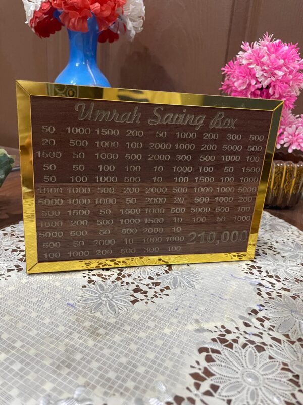 Umrah Saving Box - Wooden Savings Box for Umrah Pilgrimage (210,000 Capacity, Random Design) - Image 3
