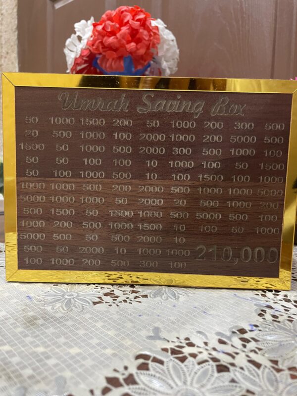 Umrah Saving Box - Wooden Savings Box for Umrah Pilgrimage (210,000 Capacity, Random Design) - Image 4