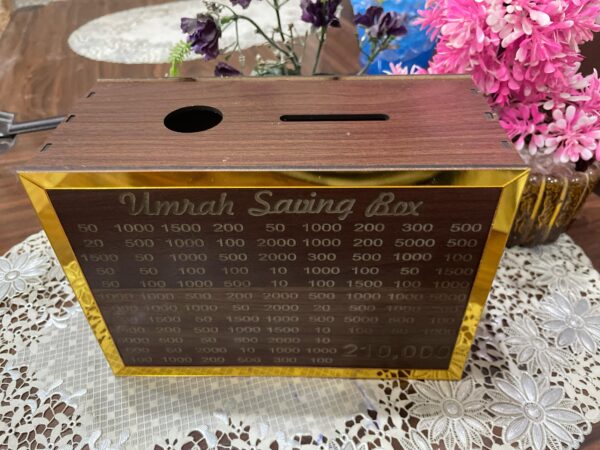 Umrah Saving Box - Wooden Savings Box for Umrah Pilgrimage (210,000 Capacity, Random Design) - Image 5