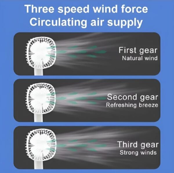 Mini 2-in-1 Portable Fan with LED Light | USB Rechargeable 7-Inch Desk Fan | 3-Speed, Quiet, 185° Rotation, Folding Travel Fan - Image 6