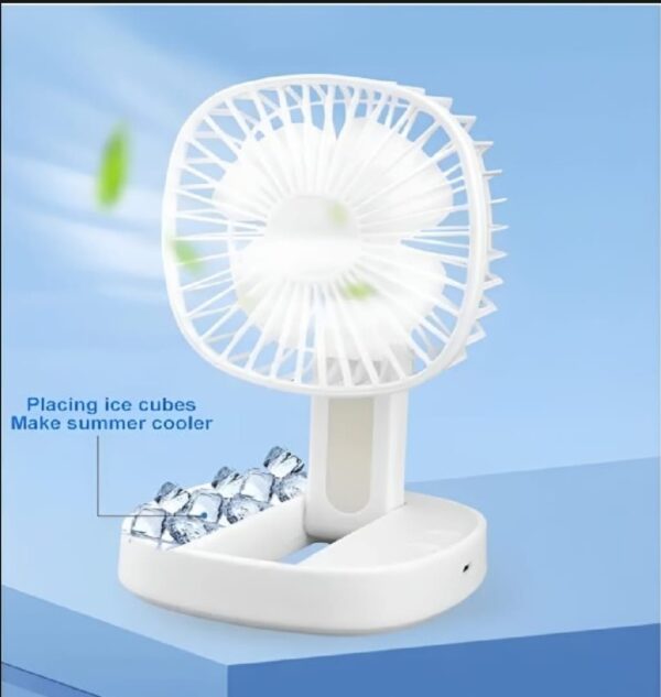 Mini 2-in-1 Portable Fan with LED Light | USB Rechargeable 7-Inch Desk Fan | 3-Speed, Quiet, 185° Rotation, Folding Travel Fan - Image 5