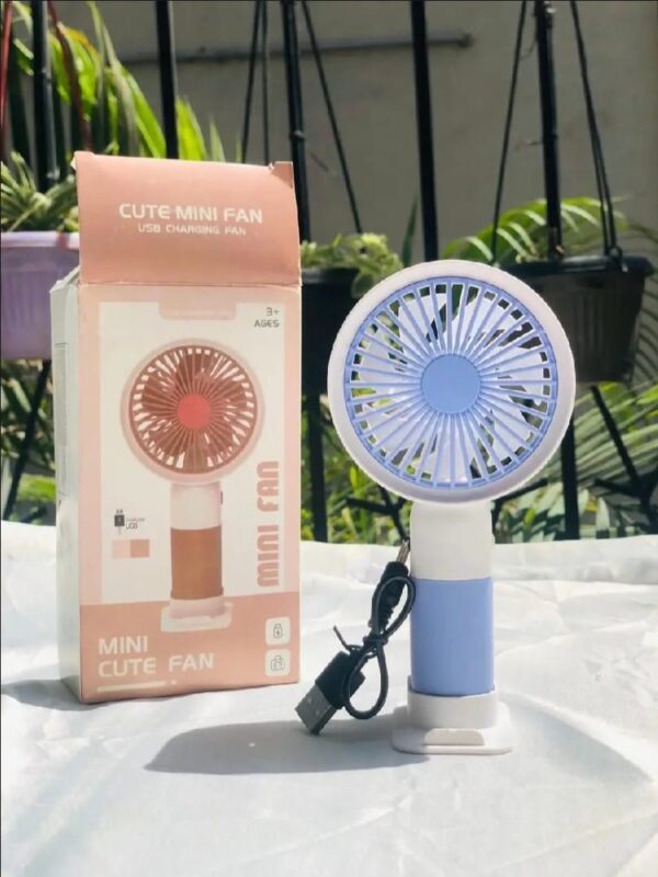 Rechargeable Portable Fan with USB Charging & Phone Stand | Handheld & Desk Mini Fan (Random Color) - Image 2