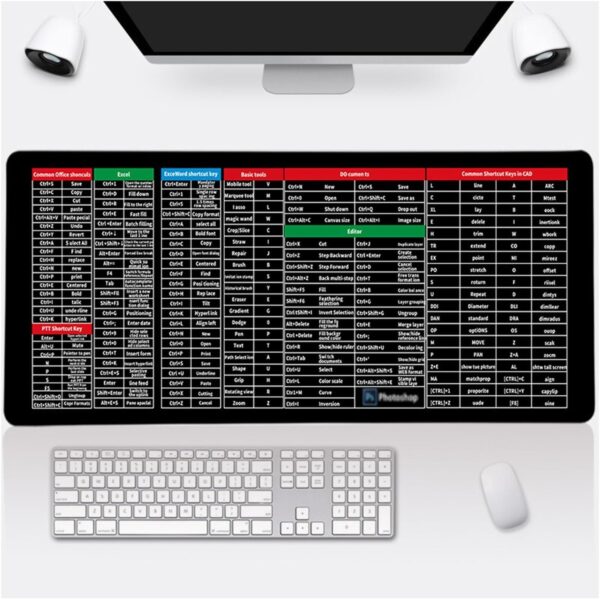 Shortcut Keyboard Mat for Office & Design – Non-Slip PS, CAD, AI, Excel, CDR, PPT Key Reference (30x80cm) - Image 3