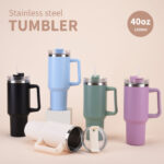 40oz Insulated Stainless Steel Tumbler with Handle & Straw - Vacuum Travel Mug for Hot & Cold Drinks (Black)